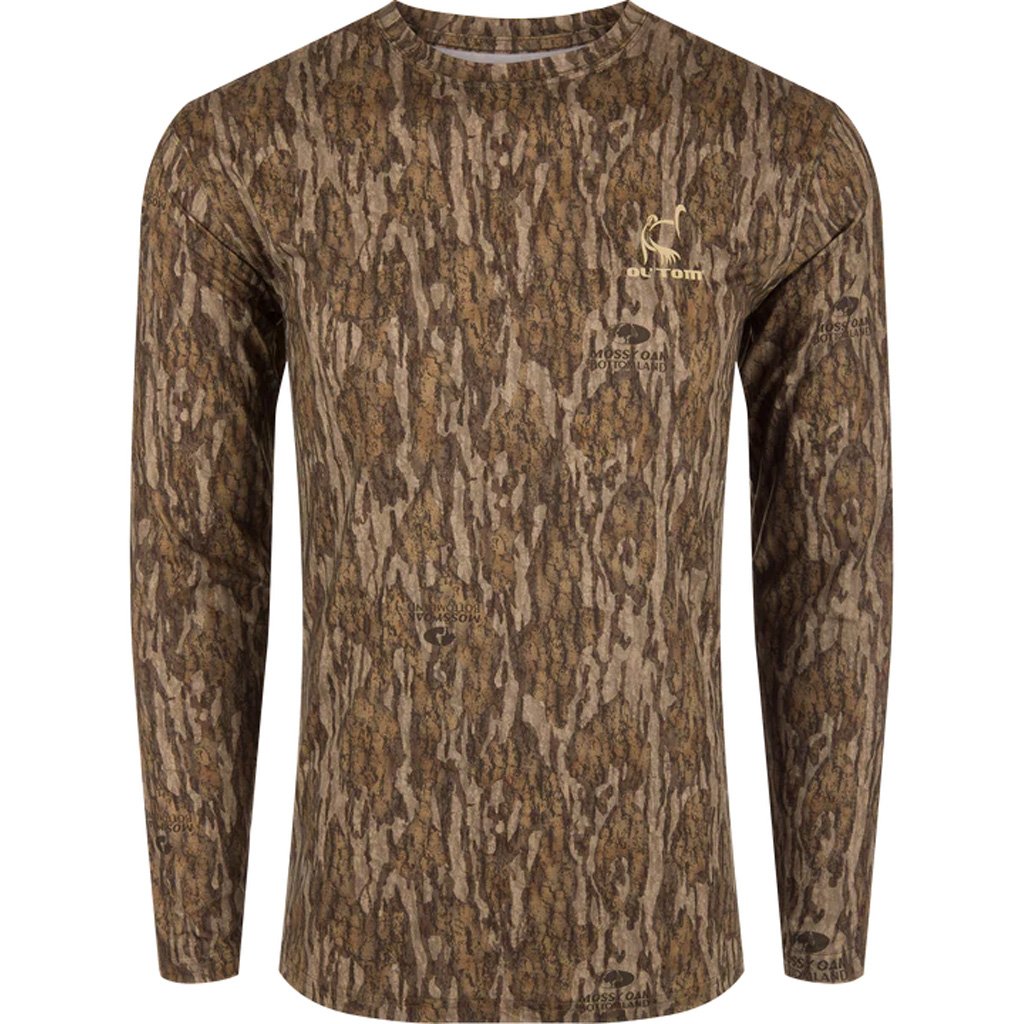 1410011_1 Drake Ol' Tom Performance Crew Camo Print LS MO Bottomland XLarge