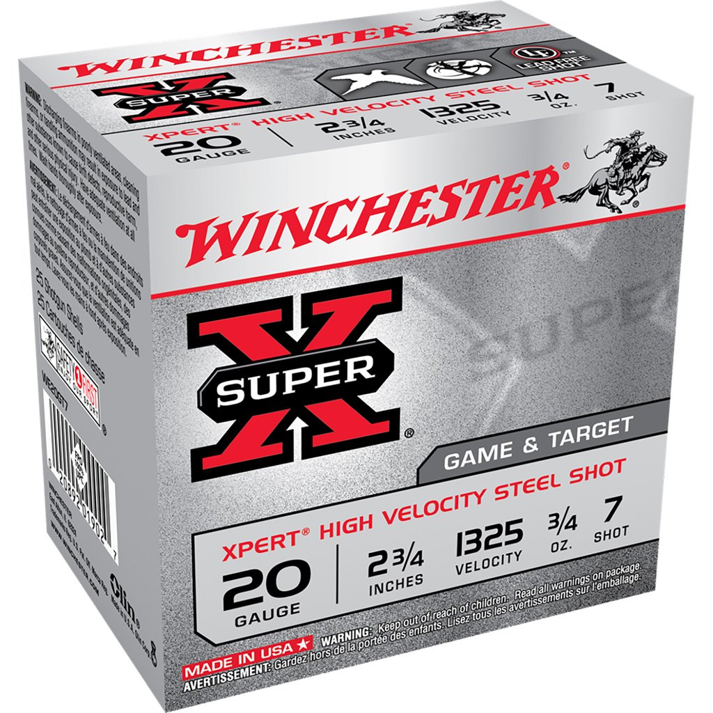 1701248_1 Winchester Super-X Xpert Hi-Velocity Steel 20 ga. 2.75 in. 3/4 oz. 7 Shot 25 rd.
