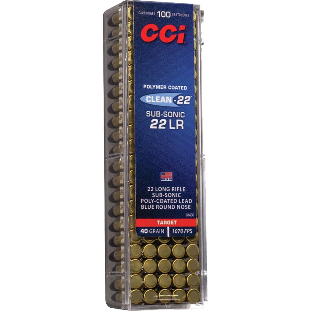 1704422_1 CCI Clean22 Rimfire Ammo 22 LR. 40 gr. Blue LRN 100 rd.