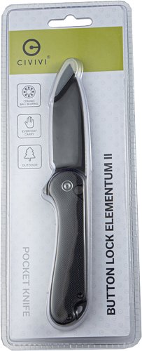 CIVIVI KNIFE ELEMENTUM II 2.96 - " G-10/BLK STONEWASH CLAM PACK