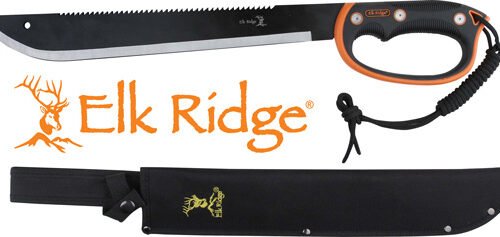 MC ELK RIDGE MACHETE 21.5" - BLADE W/SHEATH D-HANDLE BLK/SS