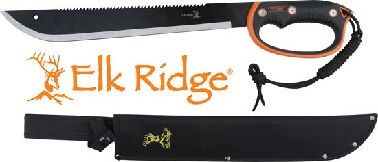 ER279S_2 MC ELK RIDGE MACHETE 21.5" - BLADE W/SHEATH D-HANDLE BLK/SS
