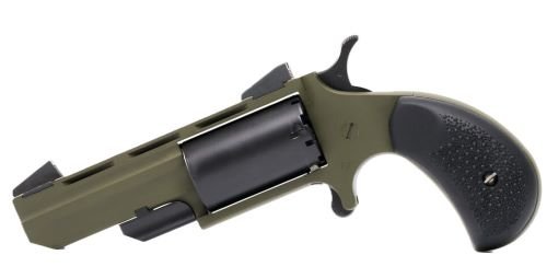 GNAATGHMB_LEFT NAA HUNTSMAN MINI-REVOLVR - 22WMR 2" FIXED OD GRN RUBBER
