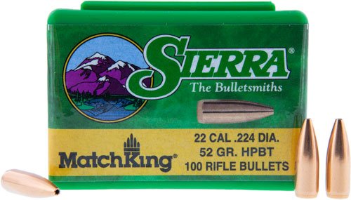 S1410_1 SIERRA BULLETS .22 CAL .224 - 52GR HPBT MATCH 100CT