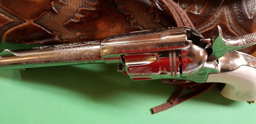 CIMARRON TEXAS RANGERS 45LC - PW FS 4.75" ENGRAVED NICKEL