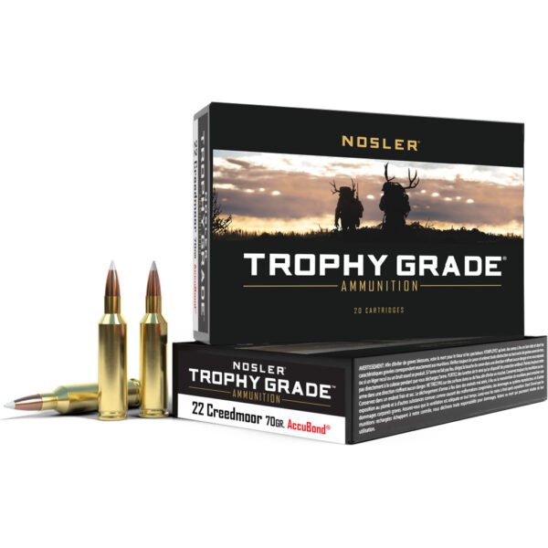 Nosler Trophy Grade Rifle Ammunition 22 Creedmoor 70 gr. SP 20 rd.