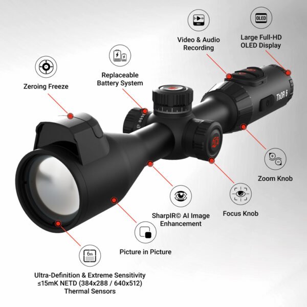 1214284_4 ATN ThOR 6 Elite 384 Thermal Scope 2.5-20x, 384X288 Sensor Black w/Wi-Fi & Recording