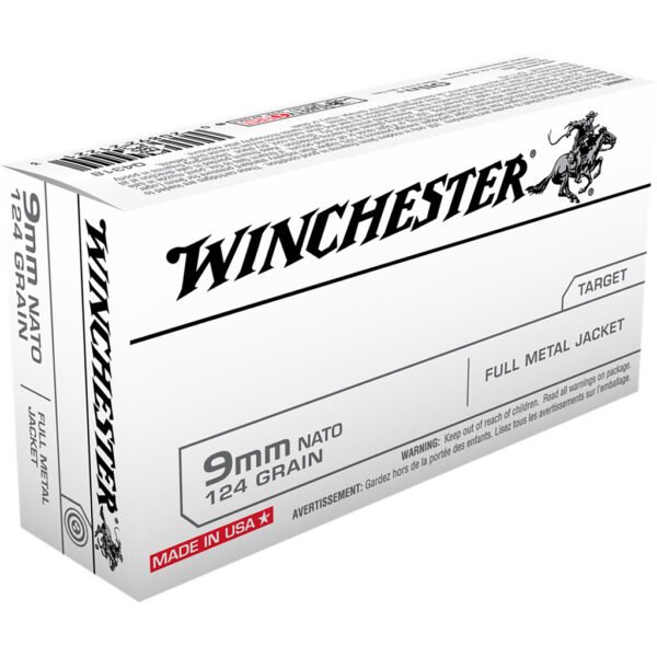 Winchester USA Pistol Ammo 9mm NATO 124 gr. FMJ 50 rd.