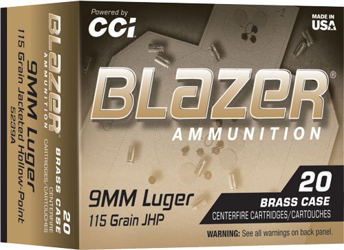 CCI BLAZER BRASS 9MM - 115GR JHP 20RD 25BX/CS