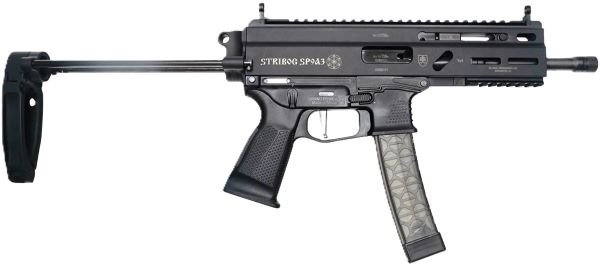 G850003223124 GRAND POWER STRIBOG SP9A3 9MM - 8" 30RD MAG TAILHOOK BRACE BLK