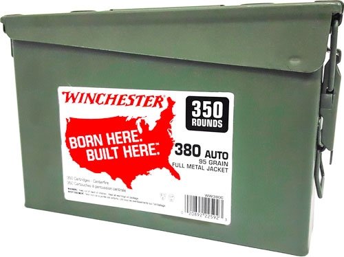 aww380c WINCHESTER 380ACP 95GR FMJ-RN - CASE OF (2) 300RD CANS