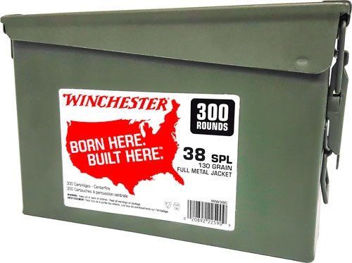 aww38c WINCHESTER 38 SPECIAL 130GR - FMJ-RN CASE OF (2) 300RD CANS