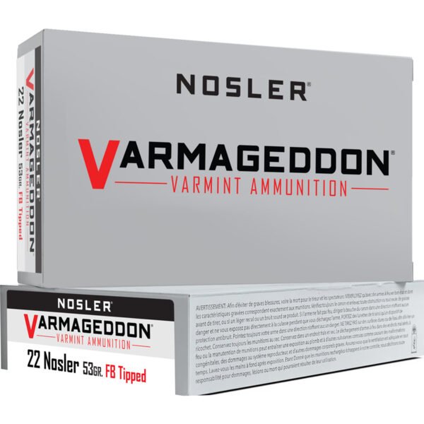 1206383_1.jpg Nosler Varmageddon Rifle Ammunition 22 Nosler 53 gr. VG FBT 20 rd.