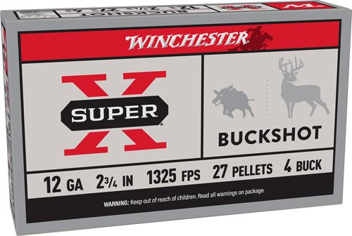 AXB124_2.jpg WINCHESTER SUPER-X 12GA 2.75" - #4 BUCK 27 PELLETS 5RD 50BX/CS