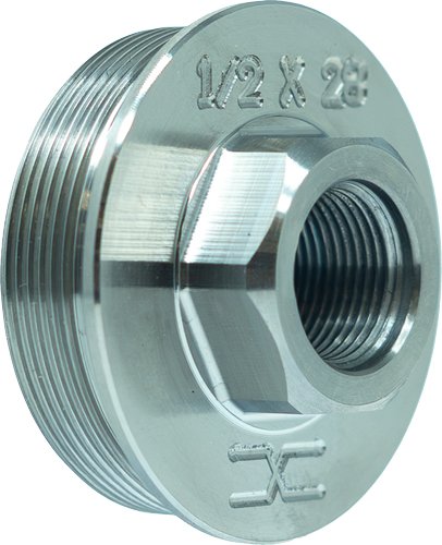 FFMDSILHUB52802_1.jpg FAXON 1/2X28 DIRECT THREAD TO - HUB ADAPTER TITANIUM