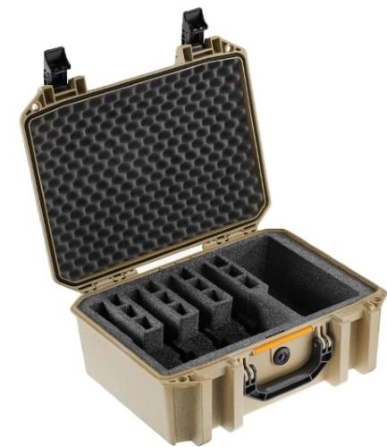 PELICAN VAULT V300 LARGE- - 5 PISTOL CSE PRE CUT FOAM TAN