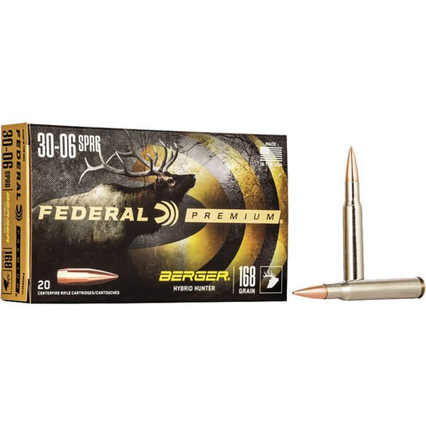 1702368_1.jpg Federal Premium Rifle Ammo 30-06 Sprg. 168 gr. Berger Hybrid Hunter 20 rd.