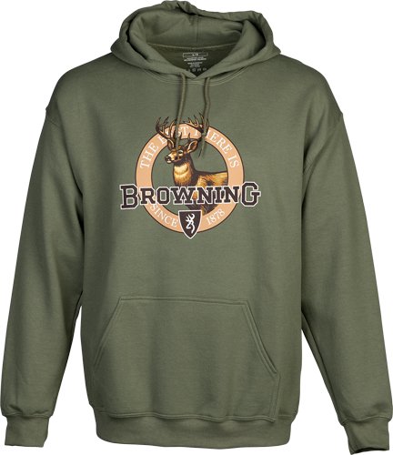 5030036403.jpg BROWNING HOODIE VINTAGE EMBLEM - WHITETAIL GREEN LARGE
