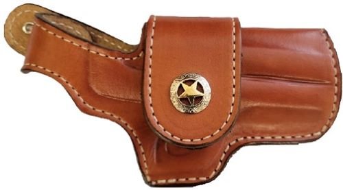 BAHDT350TNRBTSS.jpg BOND ARMS DRIVING HOLSTER RH - THUMBSNAP LEATHER TAN W/STAR