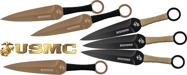 MT0016CS_1.jpg MC USMC 9" SPEAR POINT - THROWING KNIVES 6-PACK BLK/FDE