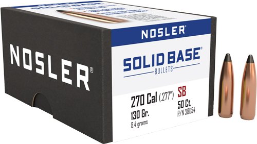 NOSLER BULLETS 270 CAL .277 - 130GR SOLID BASE SP 50CT