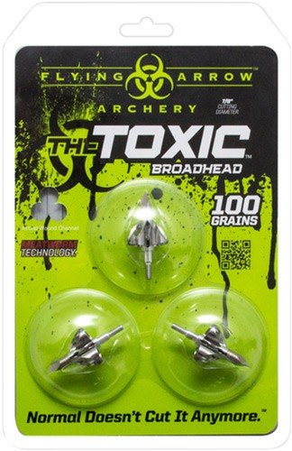 FLYING ARROW BROADHEAD TOXIC - 100GR 7/8" CUT 3/PK SILVER