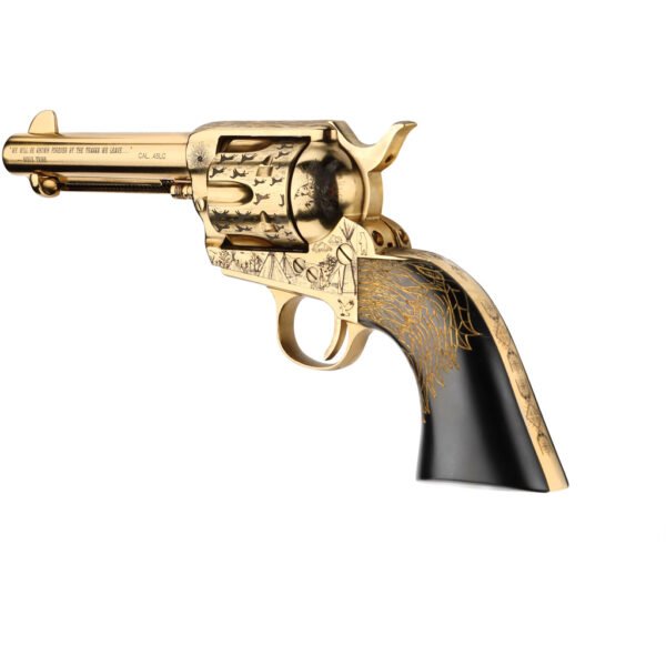 Pietta Keeper of the Plains Revolver 45 Colt 4.75 in Gold w/Engraved FM/BRL/CYL 6 rd.