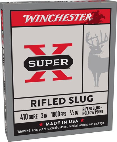 AX413RS5_1.jpg WINCHESTER SUPER-X 410 3" - 1/4OZ RIFLED SLUG 5RD 50BX/CS