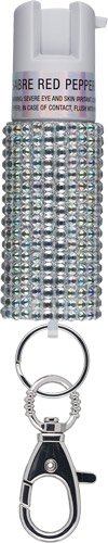 SABRE JEWELED PEPPER SPRAY W/ - SNAP CLIP/TWIST LOCK SILVER