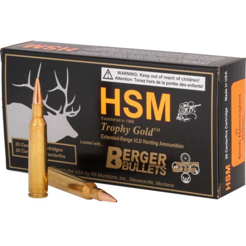 1404950_1.jpg HSM Trophy Gold Rifle Ammunition 6mm Remington Berger 95 gr. 20 rd.